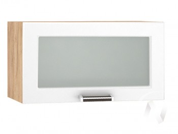 Шкаф верхний со стеклом Прага ШВГС 600 (Белое дерево/корпус дуб крафт золотой) в Белокурихе - belokuriha.mebel54.com | фото