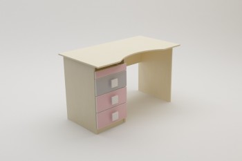 Стол (столешница с выемкой) Грэйси (Розовый/Серый/корпус Клен) в Белокурихе - belokuriha.mebel54.com | фото