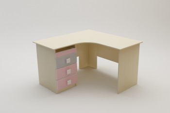 Стол угловой Грэйси (Розовый/Серый/корпус Клен) в Белокурихе - belokuriha.mebel54.com | фото