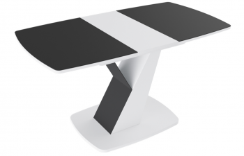 Стол обеденный «Гарда» Тип 1 (Белый/Стекло матовое черный графит) в Белокурихе - belokuriha.mebel54.com | фото