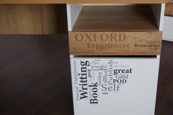 Стол с ящиками «Оксфорд» (Ривьера/Белый с рисунком) в Белокурихе - belokuriha.mebel54.com | фото